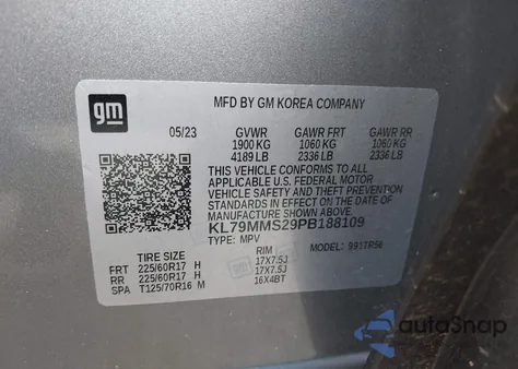 2023 Chevrolet Trailblazer Fwd Ls from USA, damaged, VIN KL79MMS29PB188109